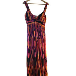 Sleeveless Long MAXI-Dress Multi-Color Stretch w/ Lined Lightly Pad Cups Nwt